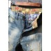 Distressed Wash Buttoned Straight Leg Men's Jeans
