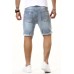 Sky Blue Graphic Print Rolled Hem Ripped Men's Denim Shorts