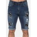 Sky Blue Skull Graphic Patchwork Distressed Skinny Fit Men's Jeans Sky Blue Skull Graphic Patchwork Distressed Skinny Fit Men's Jeans