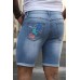 Sky Blue Letters Graphic Print Skinny Fit Distressed Men's Denim Shorts Sky Blue Letters Graphic Print Skinny Fit Distressed Men's Denim Shorts