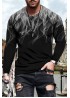 Gray Men's Long Sleeve Flame Print T-shirt