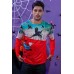 Men's Halloween Flying Bird Car Print Long Sleeve Knit T-shirt