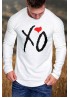 White XO Heart Print Pleated Sleeve Slim-fit Men's T-shirt