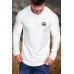 White Lip Print Pleated Slim-fit Men's Long Sleeve T-shirt