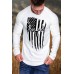 White Men's Pleated Long Sleeve America Flag Graphic Print Top