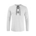 White Men's Pattern Print Lace-up Drawstring Long Sleeve Shirt