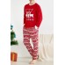 Men Red Xmas Pattern Long Sleeve Loungwear Set