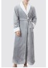 Grey Men Contrast Trim Fleece Robe Nightgown