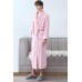 Pink Fleece Pocketed Men Nightgown with Sash