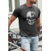Gray Never Give Up Skull Print Slim Fit Men's Graphic T Shirt Gray Never Give Up Skull Print Slim Fit Men's Graphic T Shirt
