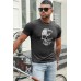 Gray Never Give Up Skull Print Slim Fit Men's Graphic T Shirt Gray Never Give Up Skull Print Slim Fit Men's Graphic T Shirt