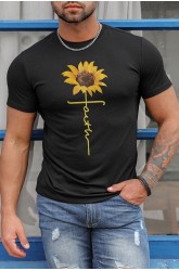 Black Sunflower Faith Graphic Mens T Shirt